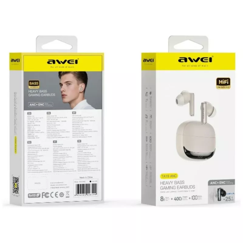 AWEI TA19 ANC TWS Bluetooth 6.0 Kopfhörer Beige