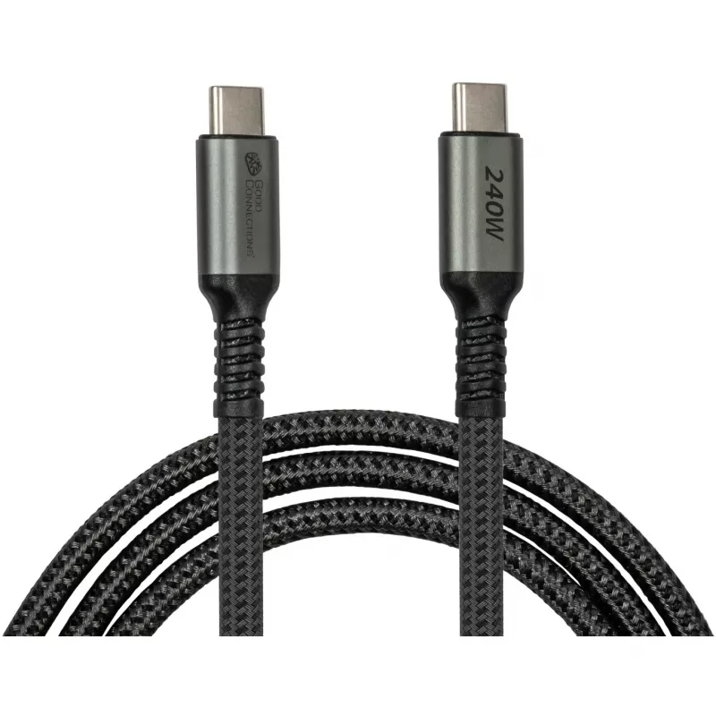 GoodConnections USB-C 2.0 (ST-ST) 3m Verbindungskabel Textilummantelung 240W Anthrazit