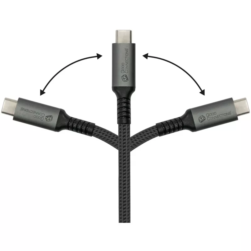 GoodConnections USB-C 2.0 (ST-ST) 3m Verbindungskabel Textilummantelung 240W Anthrazit