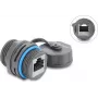 Delock RJ45 Kupplung Buchse/Buchse Cat.6A mit M23,5 x 1,5 mm Gewinde und Schutzkappe IP68 staub- und wasserdicht grau (87157)