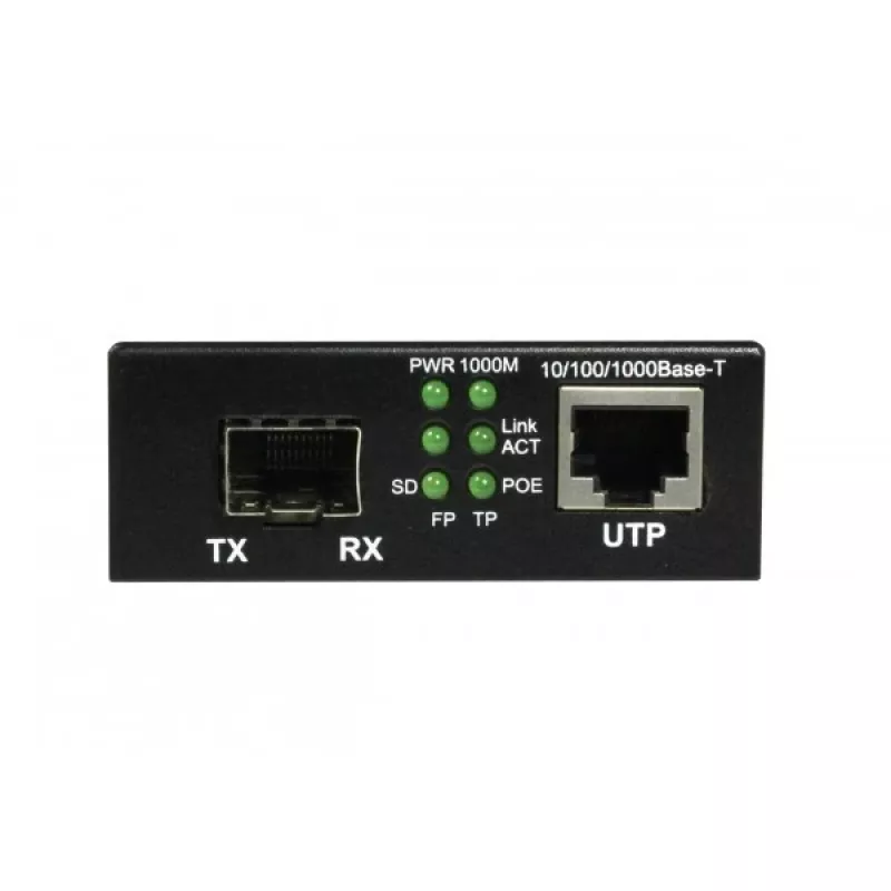 ALLNET PoE Media Converter 10/100/1000Base-T to 1000Base-SX/LX SFP Mini-GBIC, Single/Multi-Mode, 15.4W/30W PoE, ALL-MC202P-SFP1-PoE