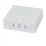 Synergy21 FTTH Wandgehäuse für 4 SC-Simplex oder LC-Duplex Kupplungen, 80x80mm mit Kabelführung, Hutschienen-/Wandmontage, Schrumpfschlauch, Weiß