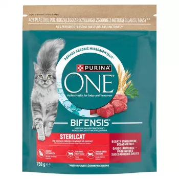 Purina ONE Sterilcat Trockenfutter für Katzen Rind & Weizen 750g