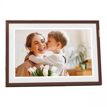 ARZOPA D10 10.1 inch Digitaler Bilderrahmen (Dunkelbraun) - 1280x800 IPS Touchscreen, 32GB, Wi-Fi