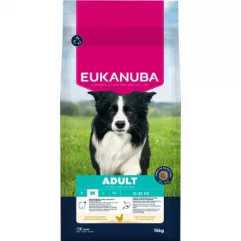 EUKANUBA Trockenfutter für ausgewachsene Hunde mittelgroßer Rassen, Huhn, 15 kg