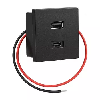 Shelly USB Charger Black - Flush-Mount USB-A Charger für Smart Home