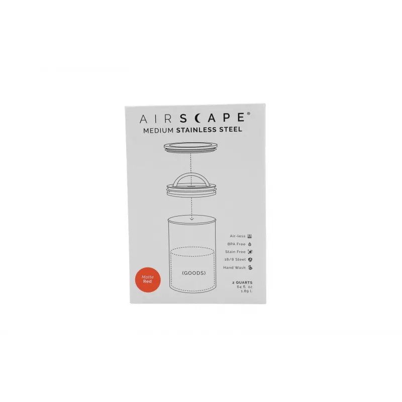 Airscape® Edelstahl Kaffeeaufbewahrungsdose Medium, Signalrot Matt