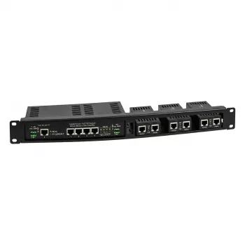 ALLNET 4-Port Gigabit LT-PoE 90W Unmanaged Switch mit 19 inch 1HE Patch Panel