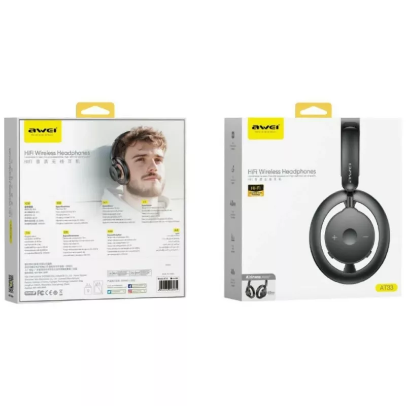 AWEI AT33 Bluetooth 6.0 Kabellose Over-Ear-Kopfhörer - Schwarz