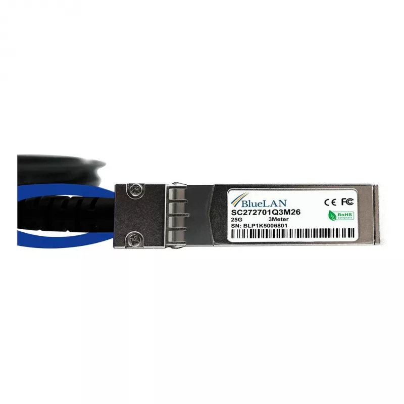 BlueOptics Networks 10521 Kompatibles BlueLAN 25GBASE-CR Passives SFP28 zu SFP28 Direct Attach Kabel, 3 Meter, AWG26