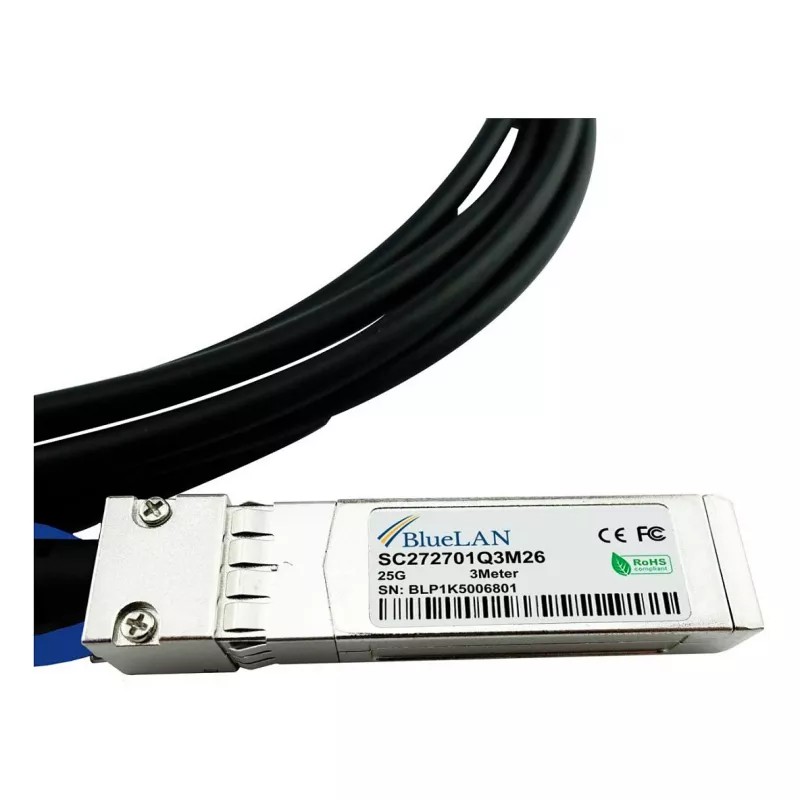 BlueOptics Networks 10521 Kompatibles BlueLAN 25GBASE-CR Passives SFP28 zu SFP28 Direct Attach Kabel, 3 Meter, AWG26