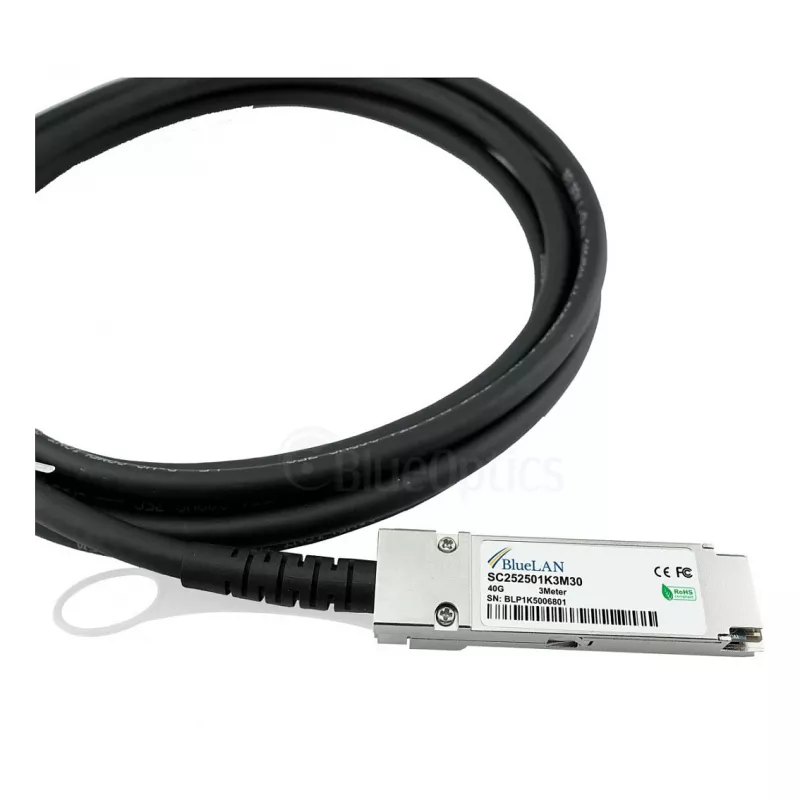 BlueOptics Networks 10312 Kompatibles BlueLAN QSFP+ Direct Attach Copper Kabel, 40GBASE-CR4, 1m, 30AWG, Passiv