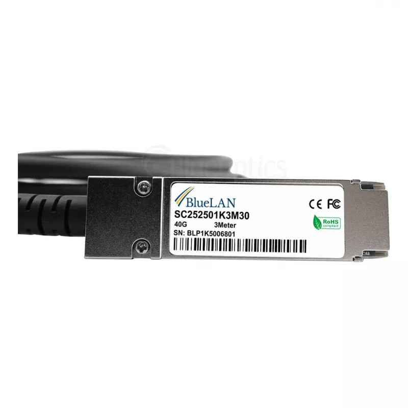 BlueOptics Networks 10312 Kompatibles BlueLAN QSFP+ Direct Attach Copper Kabel, 40GBASE-CR4, 1m, 30AWG, Passiv