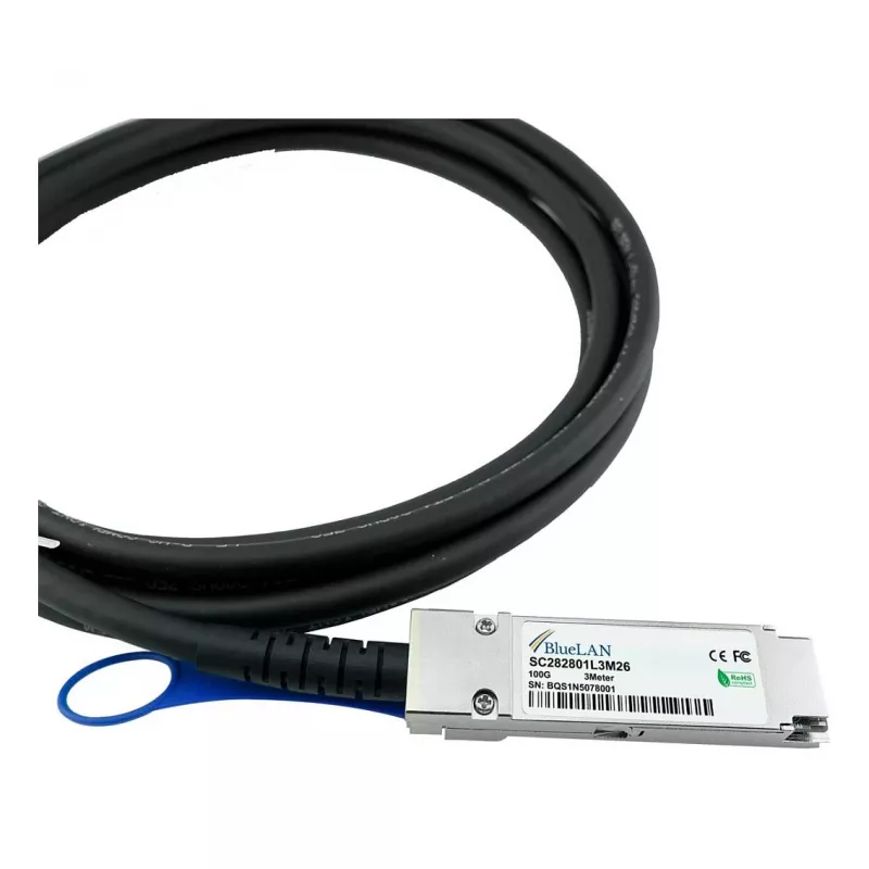 BLUELAN 10413-BL Kompatibles Extreme Networks QSFP28 Direct Attach Kabel, 100GBASE-CR4, Infiniband EDR, 26AWG, 3m