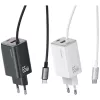 USAMS JC Series CC266 65W GaN Fast Charger 2xUSB-C 1xUSB-A mit integriertem USB-C-Kabel 1,5m Weiß
