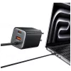 USAMS JC Series CC266 65W GaN Fast Charger 2xUSB-C 1xUSB-A mit integriertem USB-C-Kabel 1,5m Weiß