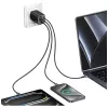 USAMS JC Series CC266 65W GaN Fast Charger 2xUSB-C 1xUSB-A mit integriertem USB-C-Kabel 1,5m Weiß