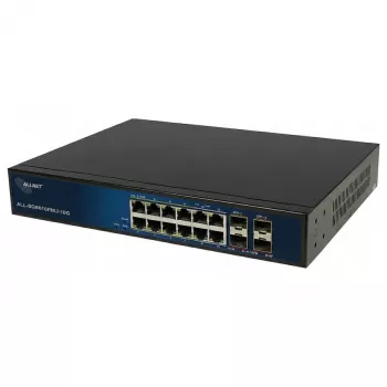 ALLNET ALL-SG8616PMJ-10G Layer 2+ Managed Switch, 16 Ports (12x GbE, 4x SFP+), PoE-Budget 130W, 8x PoE+, Rackmount