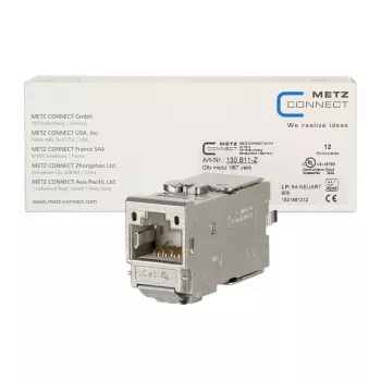 METZ CONNECT C6Amodul 180° RJ45 Keystone Modul Cat.6A STP (12er-Pack) - Metallic