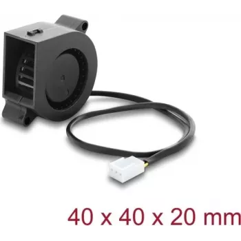 Delock Radialgebläse 12 V DC 40 x 40 x 20 mm mit 3-Pin-Lüfteranschluss, Schwarz (67489)