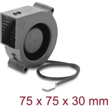 Delock Radialgebläse 12 V DC 75 x 75 x 30 mm mit 3-Pin-Lüfteranschluss, Schwarz (67495)