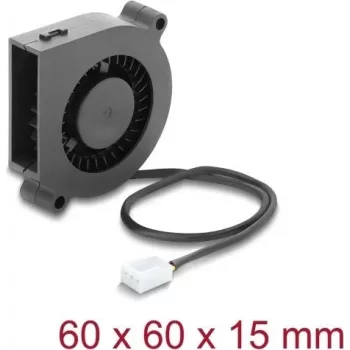 Delock Radial Lüfter / Gebläselüfter 12 V DC 60 x 60 x 15 mm mit 3-Pin Lüfteranschluss, Schwarz (67491)