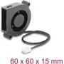 Delock Radial Lüfter / Gebläselüfter 12 V DC 60 x 60 x 15 mm mit 3-Pin Lüfteranschluss, Schwarz (67491)