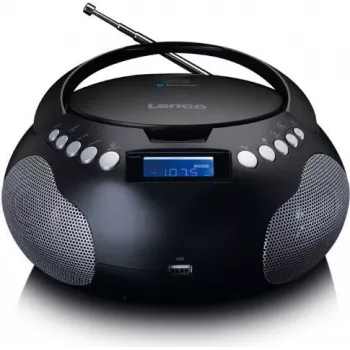 Lenco SCD-331BK Tragbares CD-Radio mit Bluetooth, USB, FM-Radio, LCD-Display, Schwarz