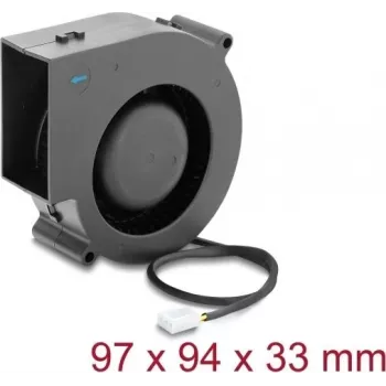 Delock Blower Fan 12 V DC 97 x 94 x 33 mm mit 3-Pin-Lüfteranschluss, Schwarz (67496)