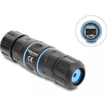 Delock RJ45 Kupplung Buchse zu Buchse Kat.6A mit M20 x 1,5 mm Gewinde kurze Bauform IP68 staub- und wasserdicht (90658)