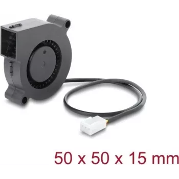 Delock Radial Lüfter / Gebläselüfter 12 V DC 50 x 50 x 15 mm mit 3-Pin Lüfteranschluss, Schwarz (67490)