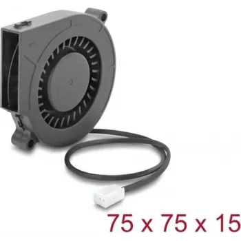 Delock Radial Lüfter / Gebläse 12 V DC 75 x 75 x 15 mm mit 3-Pin Lüfteranschluss, Schwarz (67493)