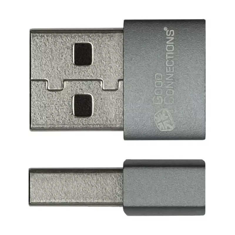 Good Connections USB 2.0 Adapter USB-A Stecker auf USB-C Buchse Aluminiumgehäuse Grau 2er-Pack