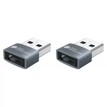 Good Connections USB 2.0 Adapter USB-A Stecker auf USB-C Buchse Aluminiumgehäuse Grau 2er-Pack