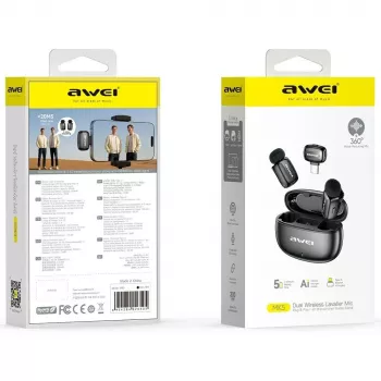 AWEI MK5 Duo Ai-Voice Black Wireless Lavalier Mikrofon
