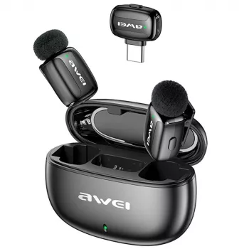 AWEI MK5 Duo Ai-Voice Black Wireless Lavalier Mikrofon