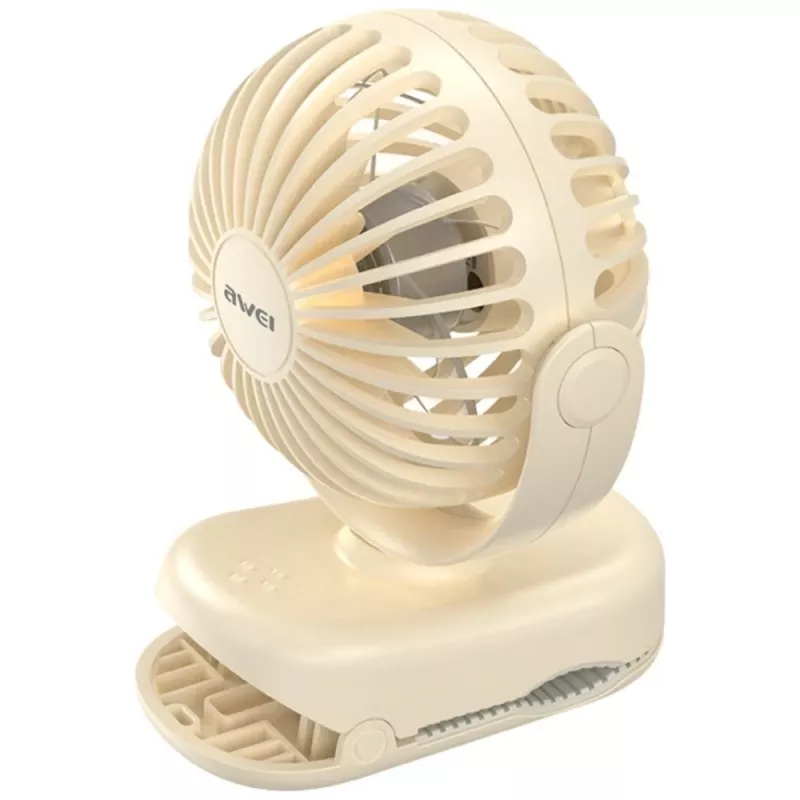 AWEI F45 Mini Tischventilator mit Clip, 1200mAh, Weiß