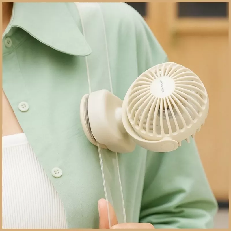 AWEI F45 Mini Tischventilator mit Clip, 1200mAh, Weiß