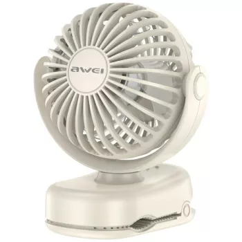 AWEI F45 Mini Tischventilator mit Clip, 1200mAh, Weiß