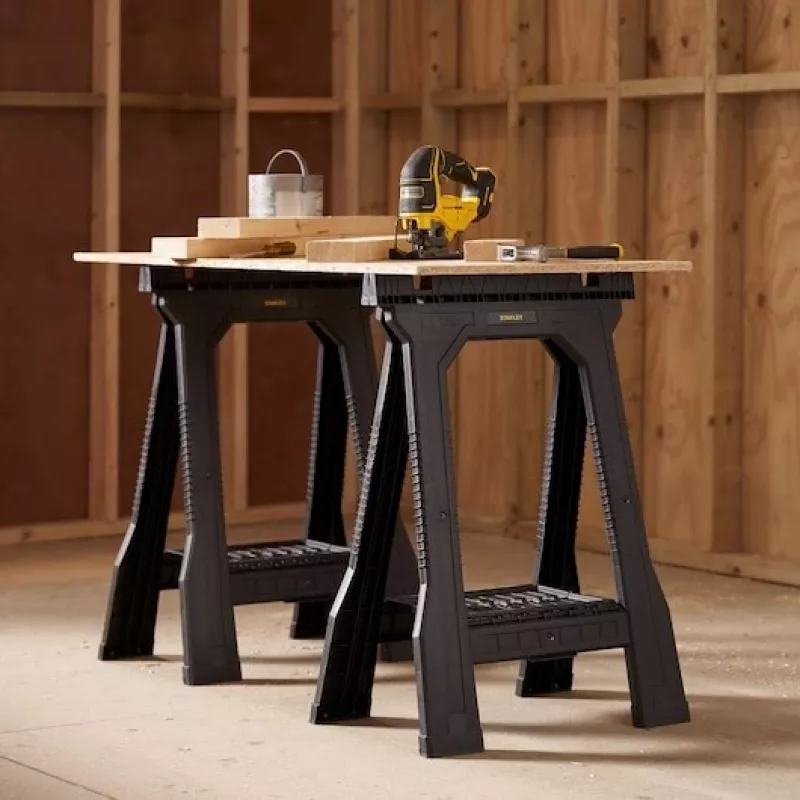 STANLEY Rack-horse Junior 2 Stk. Sägebock Doppelpack, 360 kg Tragfähigkeit, klappbar, Schwarz/Gelb