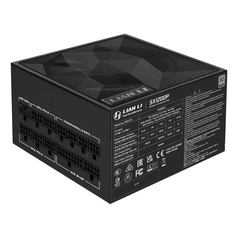 Lian Li SX Series 80 PLUS Platinum Netzteil, vollmodular, PCIe 5.1, ATX 3.1 - 1200 Watt, Schwarz