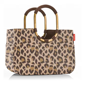 Reisenthel Loopshopper L Einkaufskorb Tragetasche Leo Macchiato, 25L, Braun/Beige