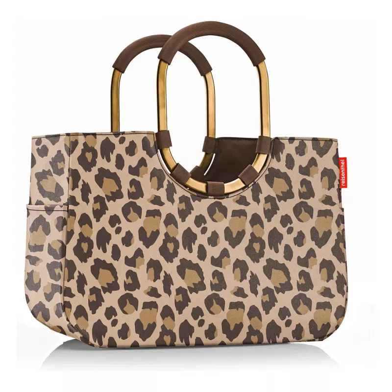 Reisenthel Loopshopper L Einkaufskorb Tragetasche Leo Macchiato, 25L, Braun/Beige