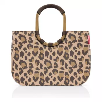 Reisenthel Loopshopper L Einkaufskorb Tragetasche Leo Macchiato, 25L, Braun/Beige