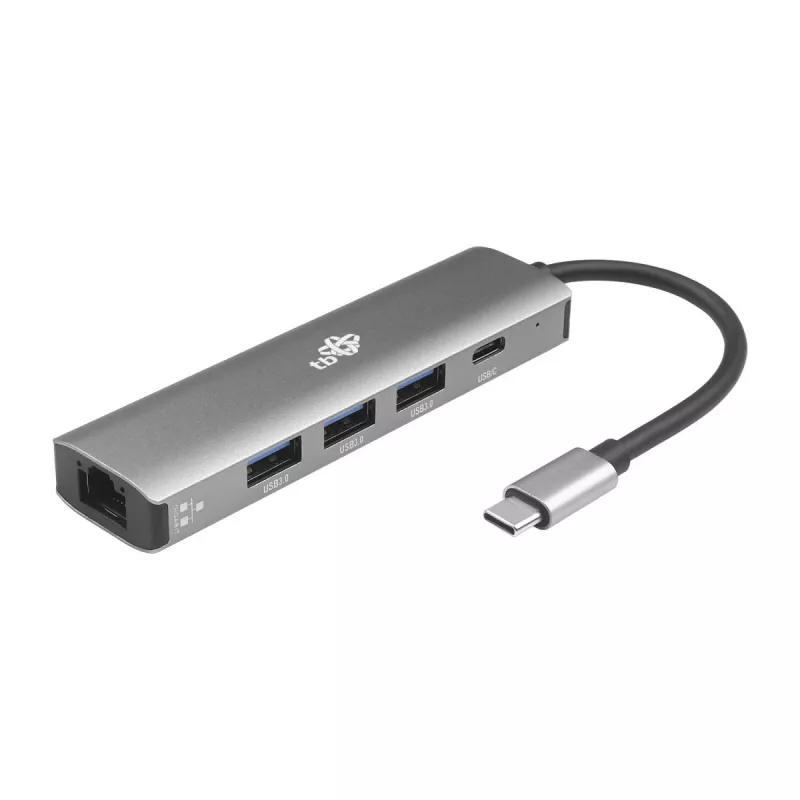 TB USB-C auf RJ45 Gigabit Ethernet Adapter mit 3x USB-A 3.0 und USB-C PD 100W, Space Grey