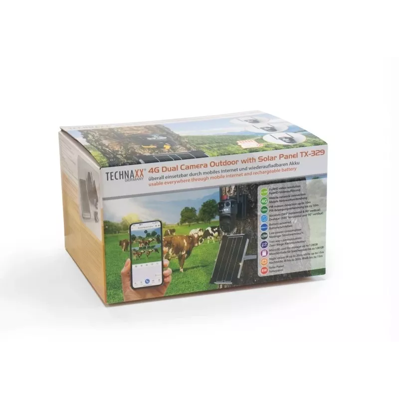 Technaxx TX-329 Dual 4G LTE Außen-Überwachungskamera 3MP+3MP mit Solarpanel
