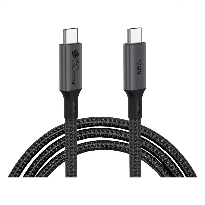 GoodConnections USB-C 4.0 (ST-ST) 1m Geflochtenes Kabel 100W 8K 30Hz Anthrazit