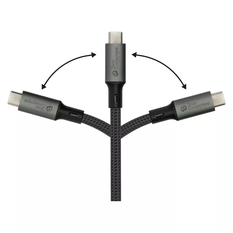 GoodConnections USB-C 4.0 (ST-ST) 1m Geflochtenes Kabel 100W 8K 30Hz Anthrazit