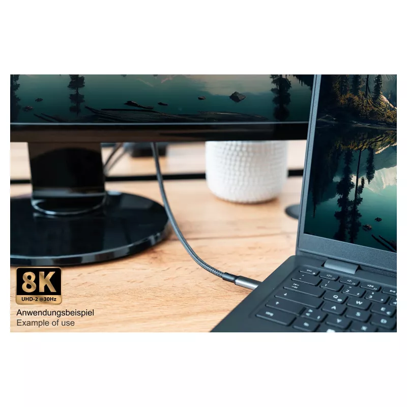 GoodConnections USB-C 4.0 (ST-ST) 1m Geflochtenes Kabel 100W 8K 30Hz Anthrazit