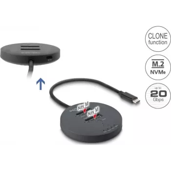 Delock USB 20 Gbps M.2 Docking Station für 2 x M.2 NVMe PCIe SSD mit Klonfunktion